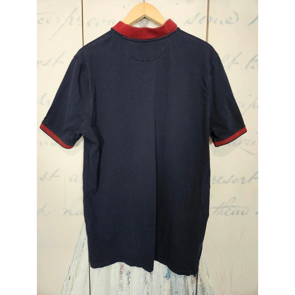 Banana Republic Performance Pique Polo XL Navy Red Trim Stretch Golf Classic